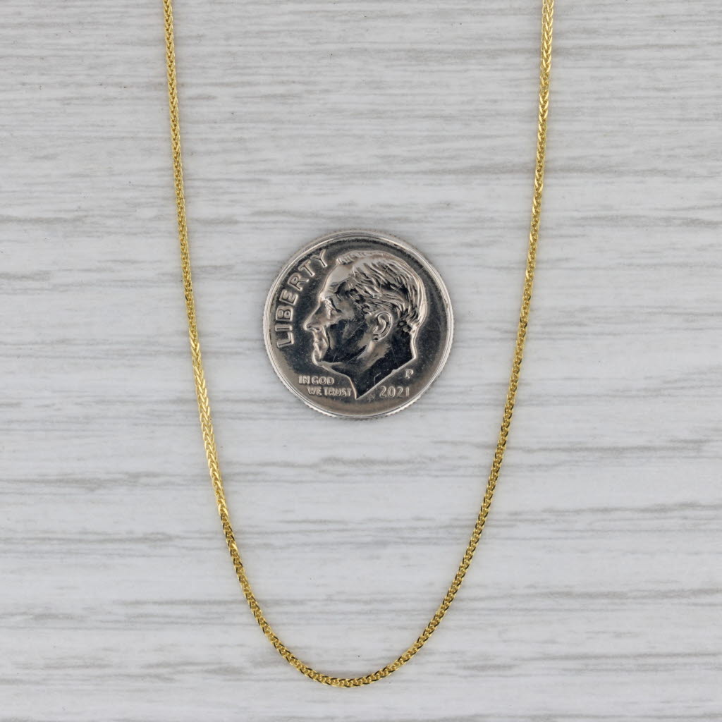 Gray Wheat Chain Necklace Adjustable up to 22" 14k Yellow Gold Bead Slide