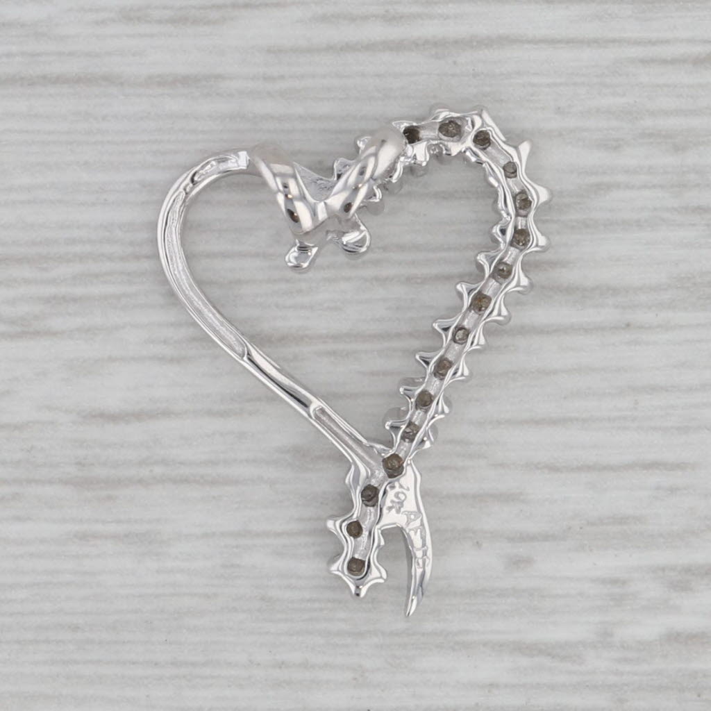 Gray 0.18ctw Diamond Open Heart 10k White Gold Pendant