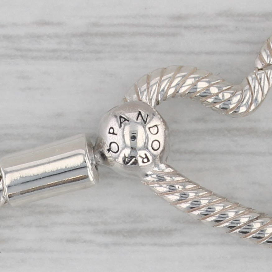 Gray Pandora Moments Heart Clasp Charm Bracelet 599539C00 Sterling Silver 7.75"