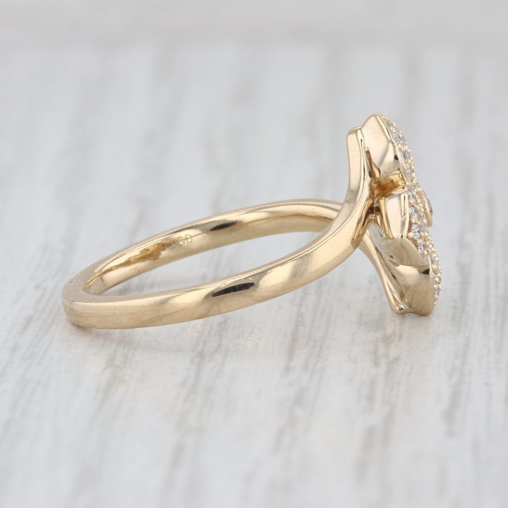 0.24ctw Lab Grown Diamond Flower Bypass Ring 14k Yellow Gold Floral Size 10.5