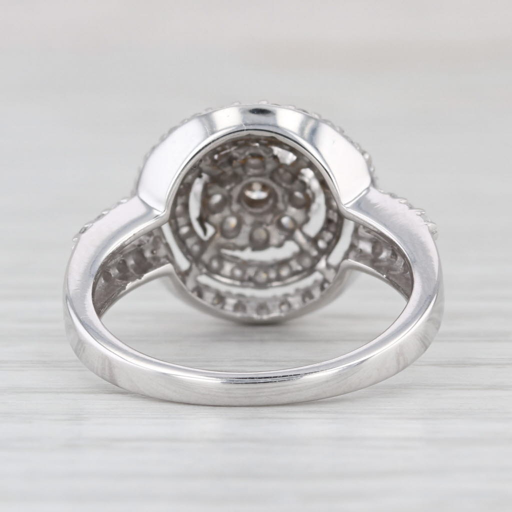 1.26ctw Diamond Halo Engagement Ring 10k White Gold Size 7 Champagne Center