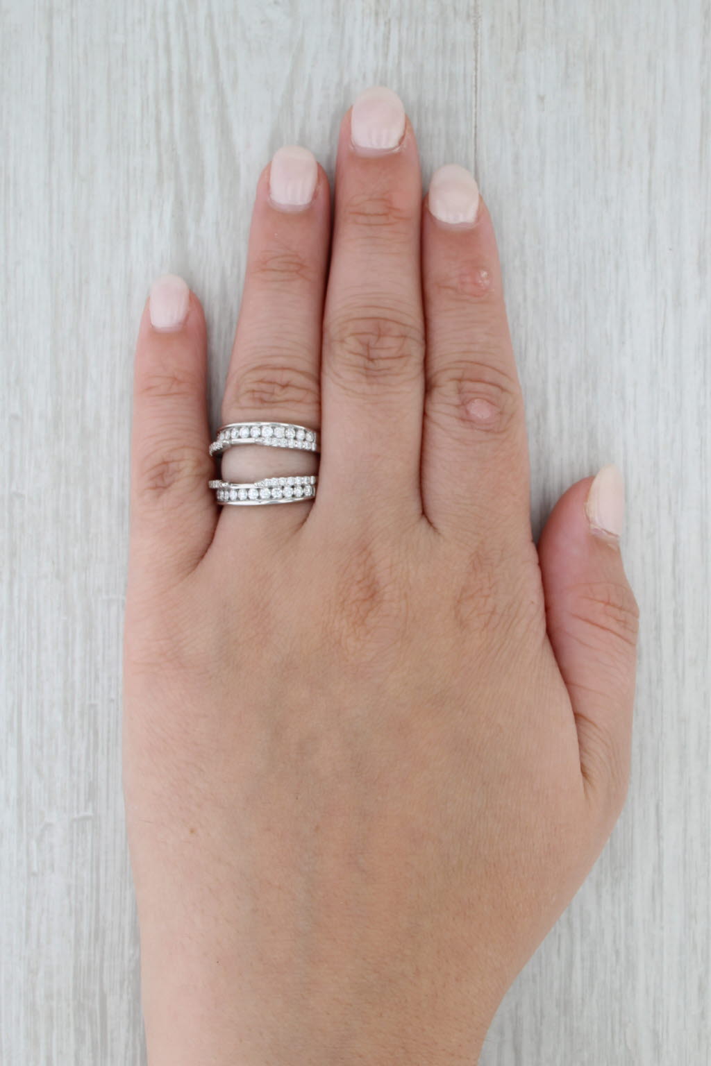 0.85ctw Diamond Ring Jacket Enhancer Guard 14k White Gold Wedding Band Size 6.5
