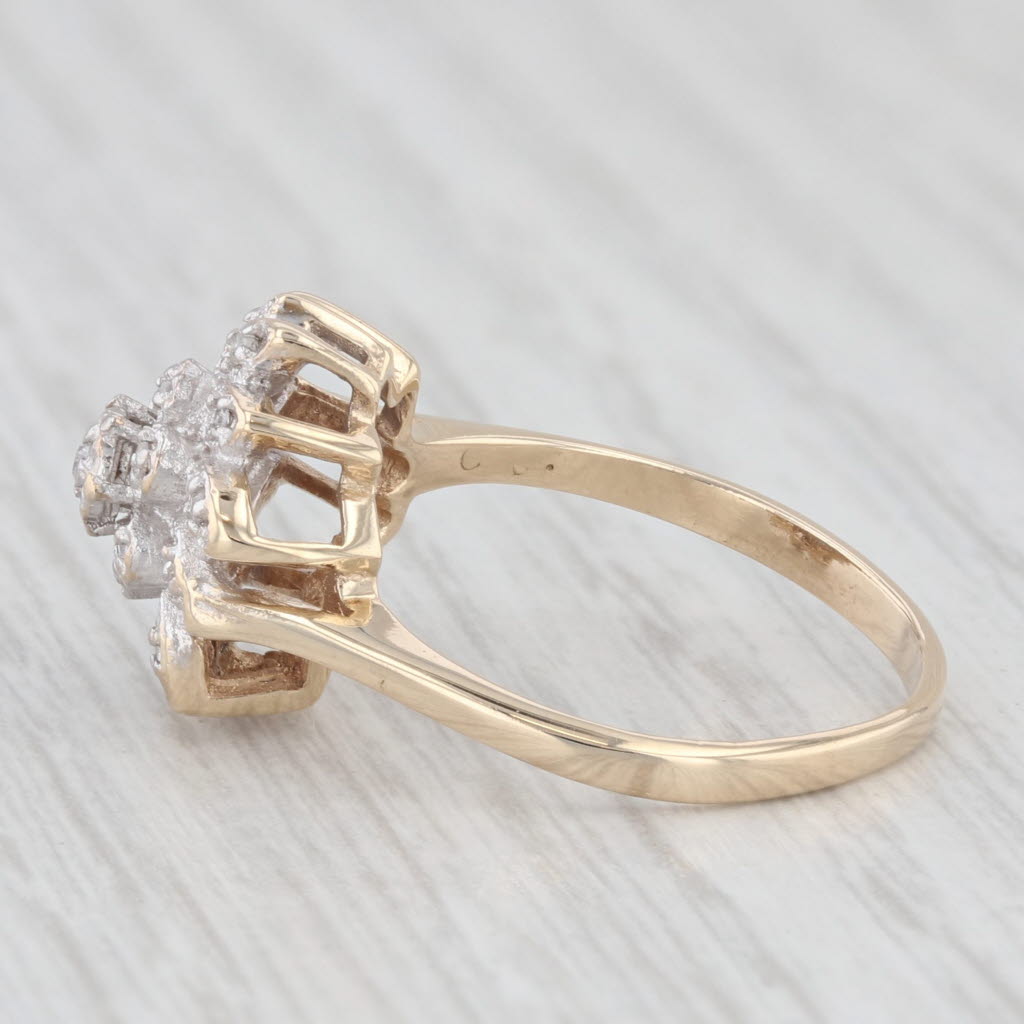 Light Gray Diamond Flower Cluster Ring 10k Yellow White Gold Size 6.5