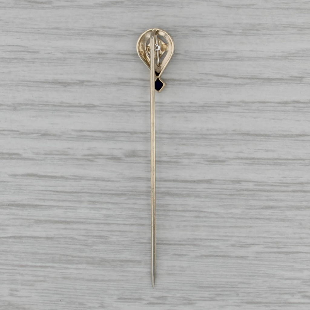 Antique 0.13ctw Diamond Lab Created Sapphire Stickpin 14k Gold Platinum