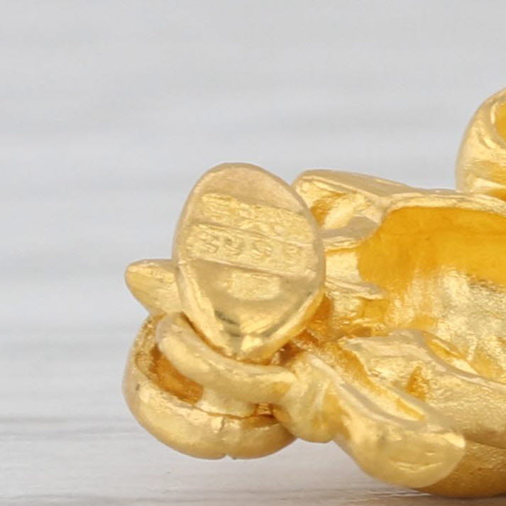 Swinging Monkey Pendant 999 Fine Yellow Gold Small Drop