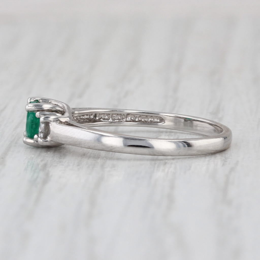 0.40ctw Emerald Diamond Ring 14k White Gold Size 6.75 3-Stone Engagement