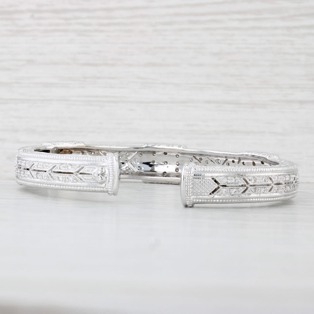 Light Gray Judith Ripka 1ctw Diamond Cuff Bracelet 18k White Gold