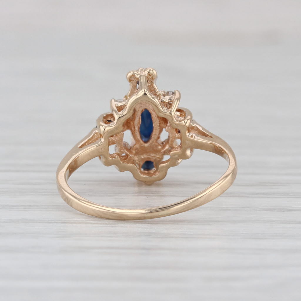 0.54ctw Sapphire Diamond Ring 14k Yellow Gold Size 4.75 Marquise Cocktail