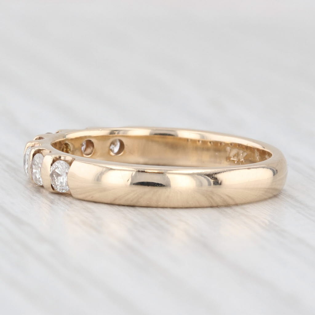 Light Gray 0.38ctw Diamond Wedding Band 14k Yellow Gold Size 7 Stackable Anniversary Ring