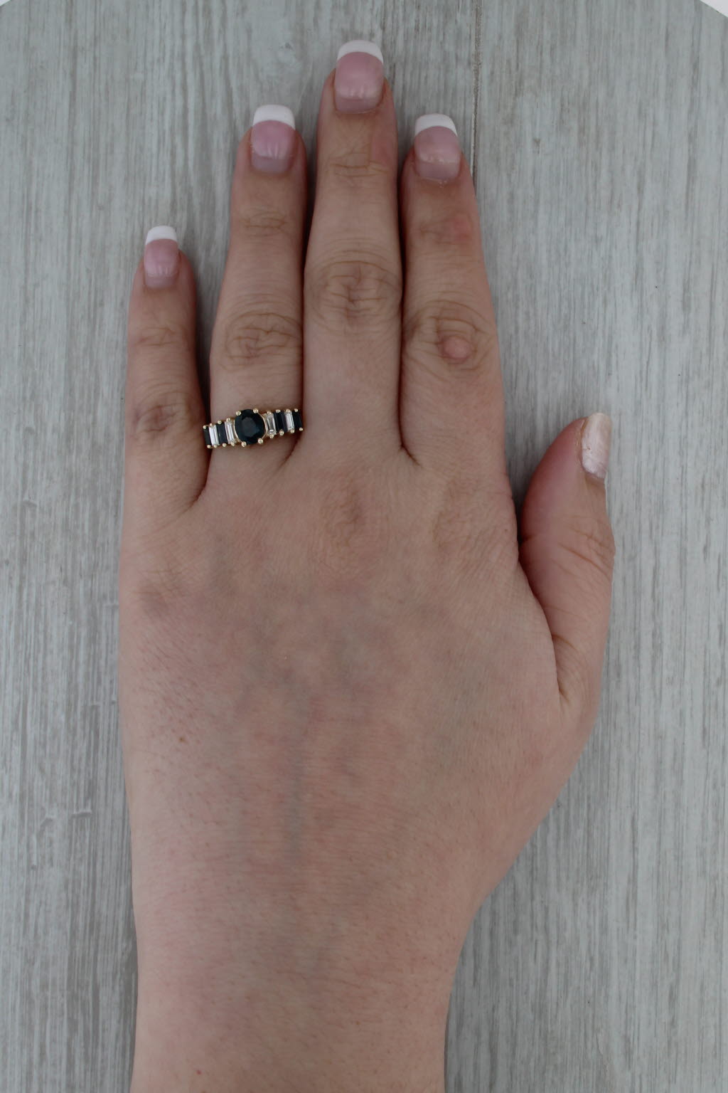 1.97ctw Oval Blue Sapphire Diamond Ring 14k Yellow Gold Size 7.25