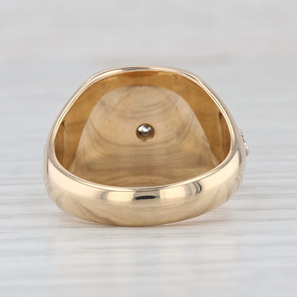 Vintage Diamond Masonic Square Compass Ring 14k Gold Size 9.75 Blue Lodge