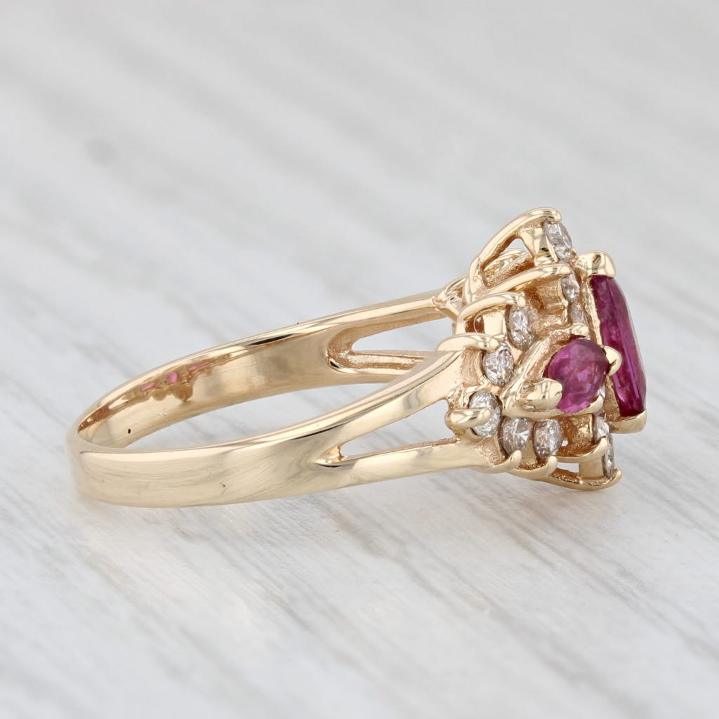 Light Gray 1.12ctw Marquise Ruby Diamond Halo Ring 14k Yellow Gold Size 5.25