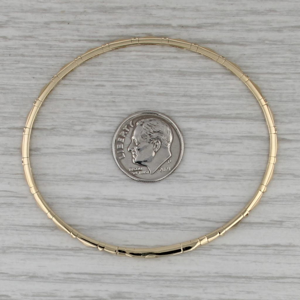 New 0.16ctw Diamond Flexible Bangle Bracelet 14k Yellow Gold 6.75"