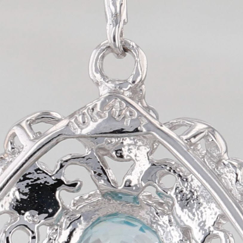 2.50ctw Zircon Diamond Ornate Dangle Earrings 10k White Gold Hook Posts
