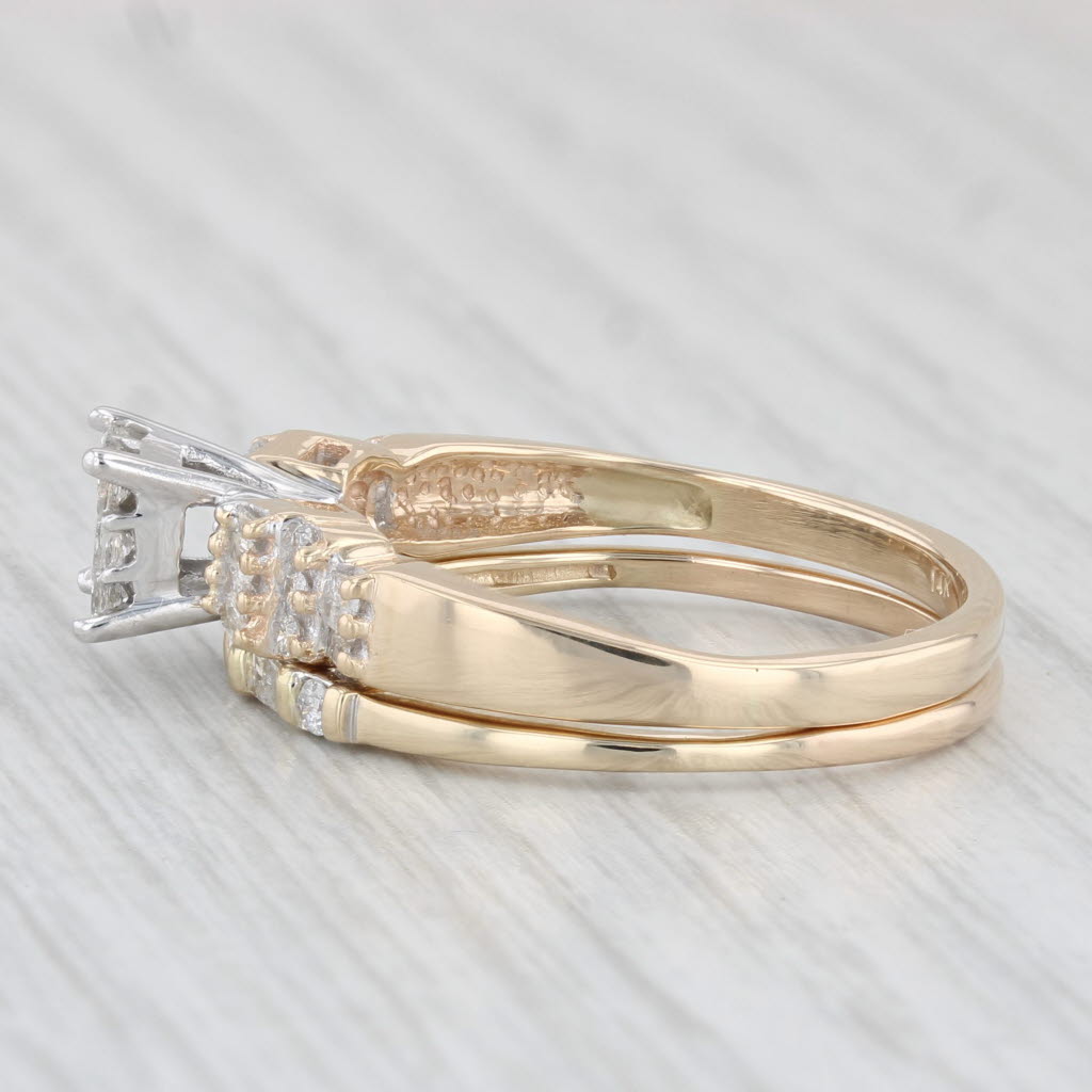 Light Gray 0.51ctw Engagement Ring Wedding Band Bridal Set 14k Yellow Gold Size 8.75