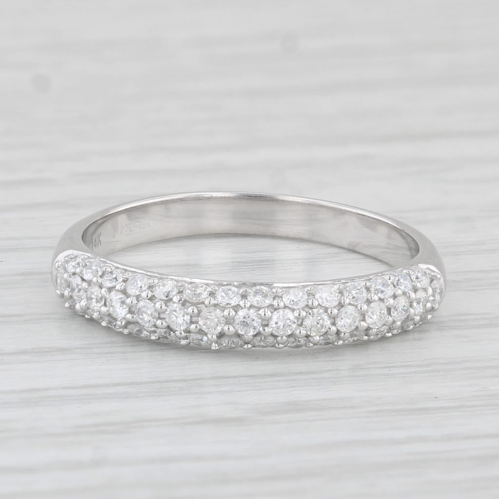 Light Gray 0.50ctw Diamond Wedding Band 14k White Gold Size 8.75 Anniversary Ring Stackable
