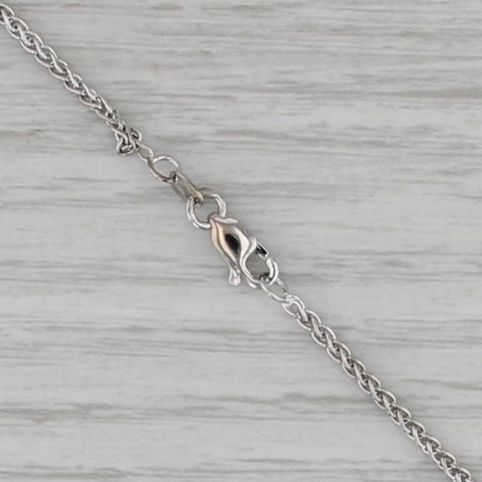 0.65ctw Diamond Pendant Necklace 14k White Gold 18.5" Wheat Chain