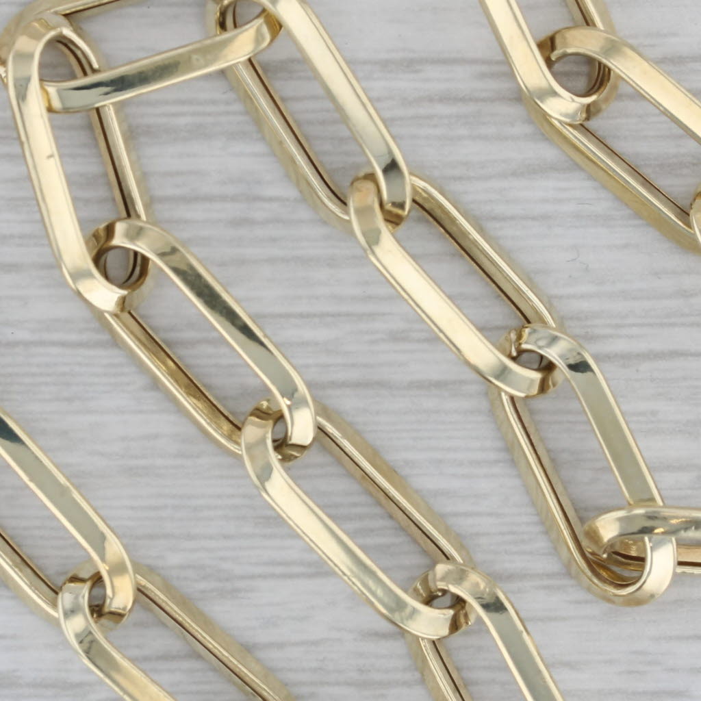 Gray Elongated Cable Chain Necklace 14k Yellow Gold 31.5" 7.6mm Brev