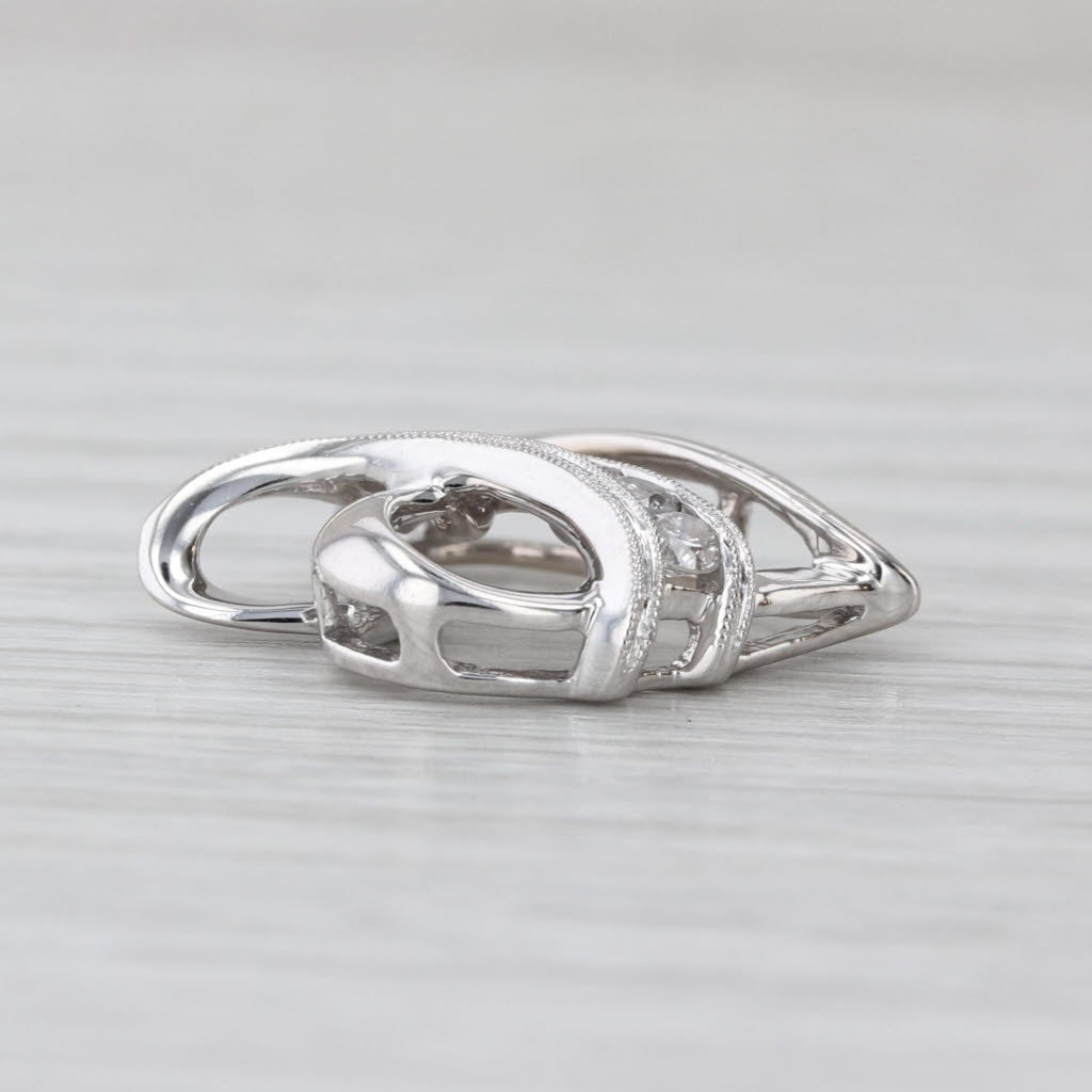 0.16ctw Stylized Diamond Open Heart Pendant 14k White Gold