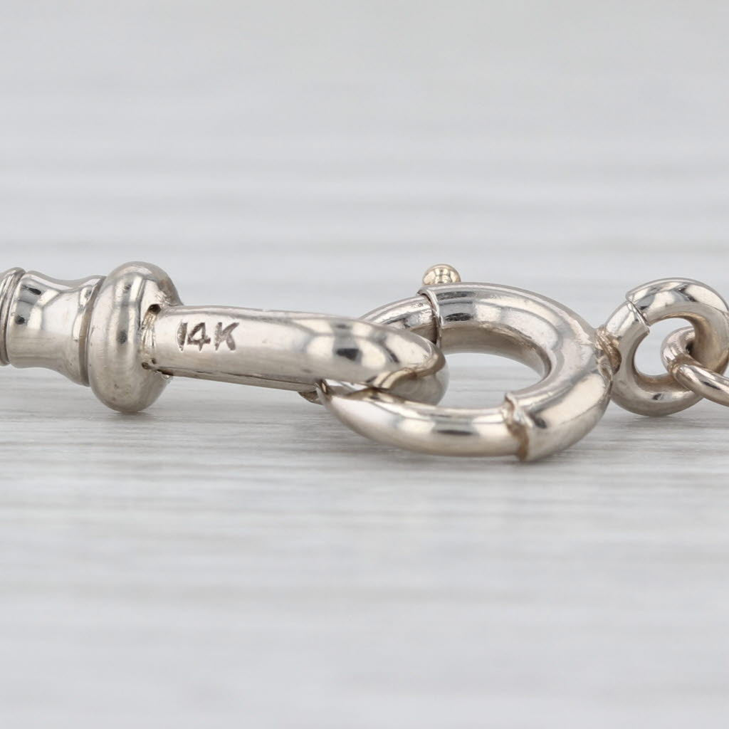 Vintage Bar Link Watch Chain Necklace 14k White Gold 14.25" 1.8mm