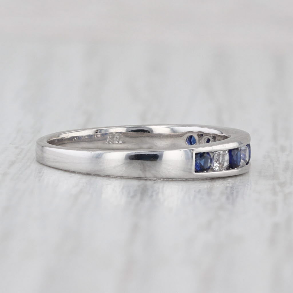 0.52ctw Lab Created Blue & White Sapphire Ring 10k White Gold Stackable Band