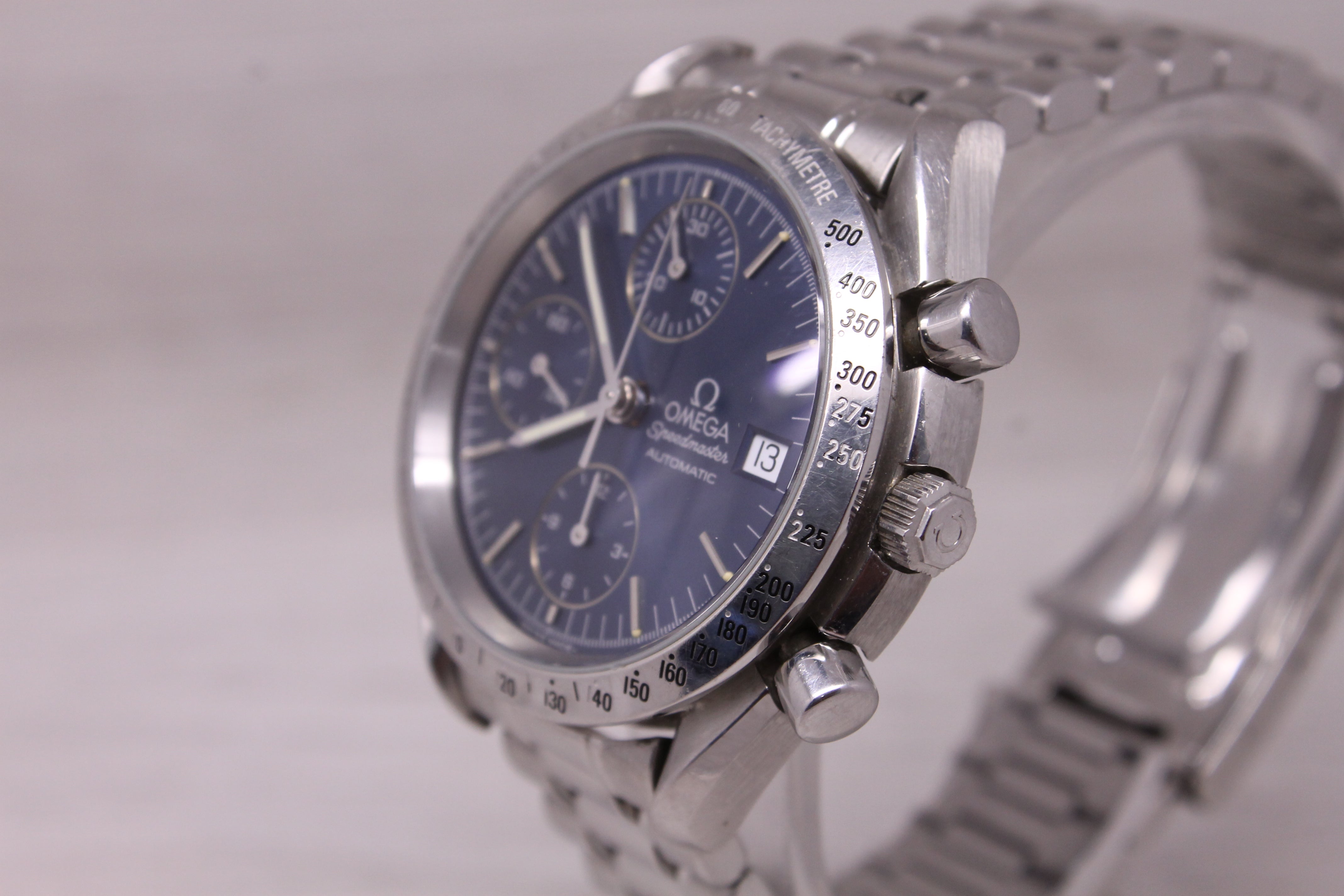 Omega Speedmaster Steel 39mm Automatic Watch Swiss Chronograph Date Blue 3511.80
