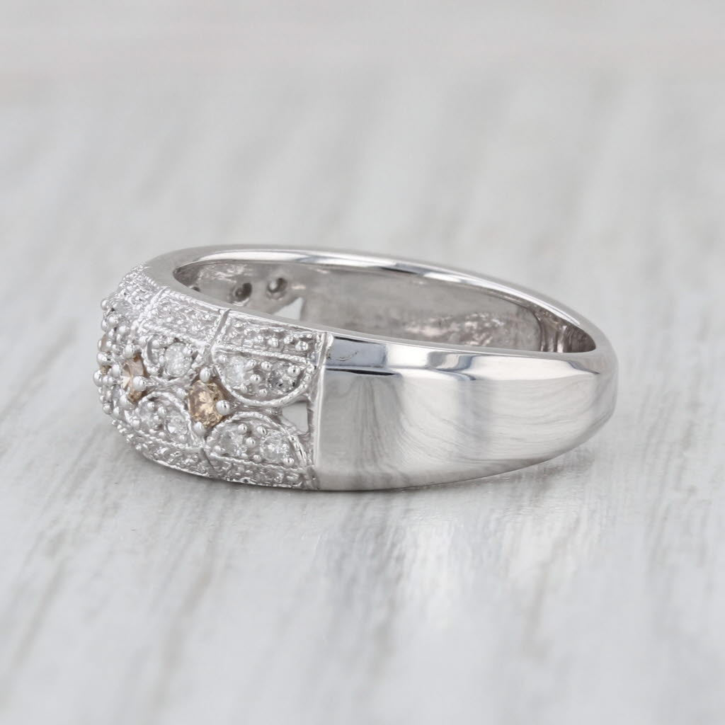 0.52ctw Pave Diamond Ring 10k White Gold Size 8 Wedding Band Size 8