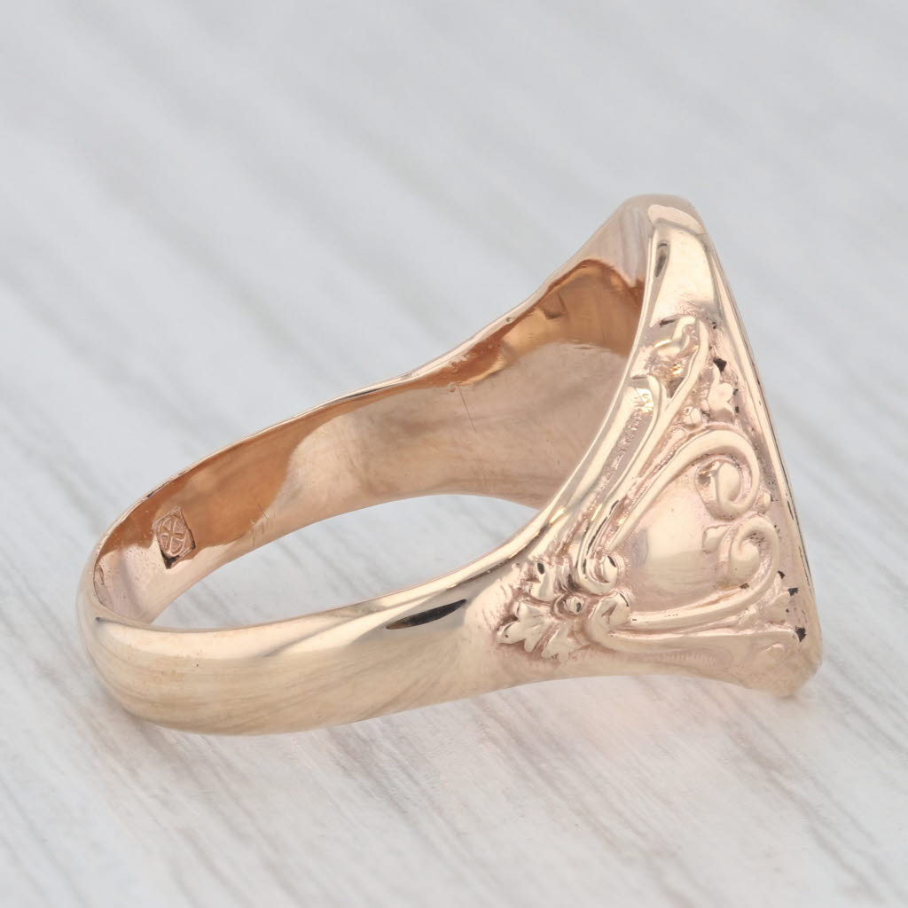Light Gray Vintage Odd Fellow Ring 10k Yellow Gold Eye FLT Rings Skull Signet Size 10