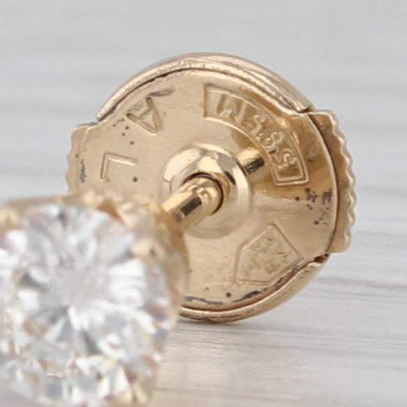 0.68ctw Round Diamond Solitaire Stud Earrings 14k Yellow Gold Secure Lock
