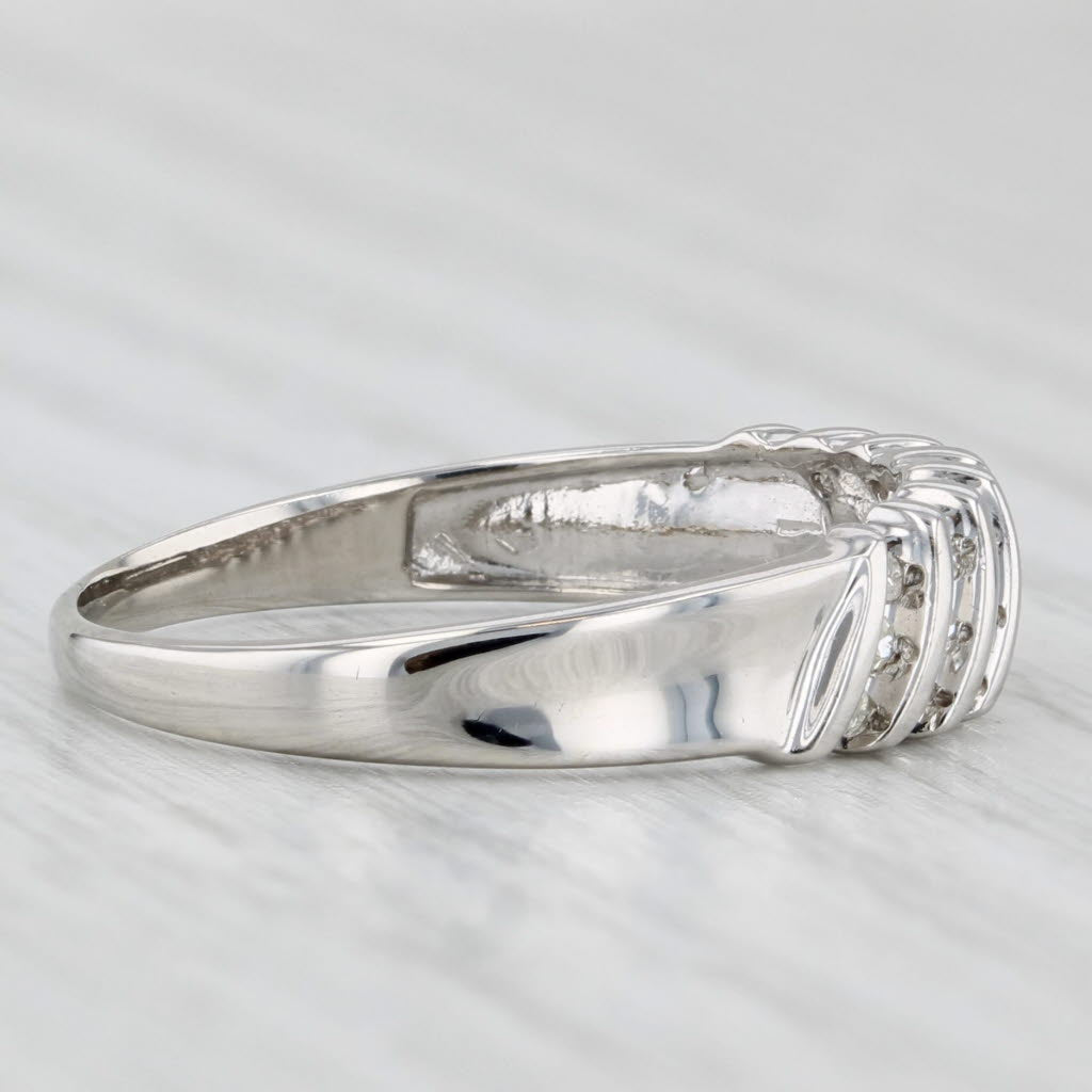 Light Gray 0.15ctw Scalloped Diamond Ring 10k White Gold Size 8 Stackable Wedding Band