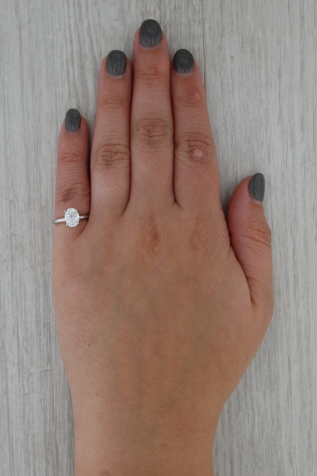 1.57ctw Moissanite Oval Solitaire Engagement Ring 14k White Gold Size 4