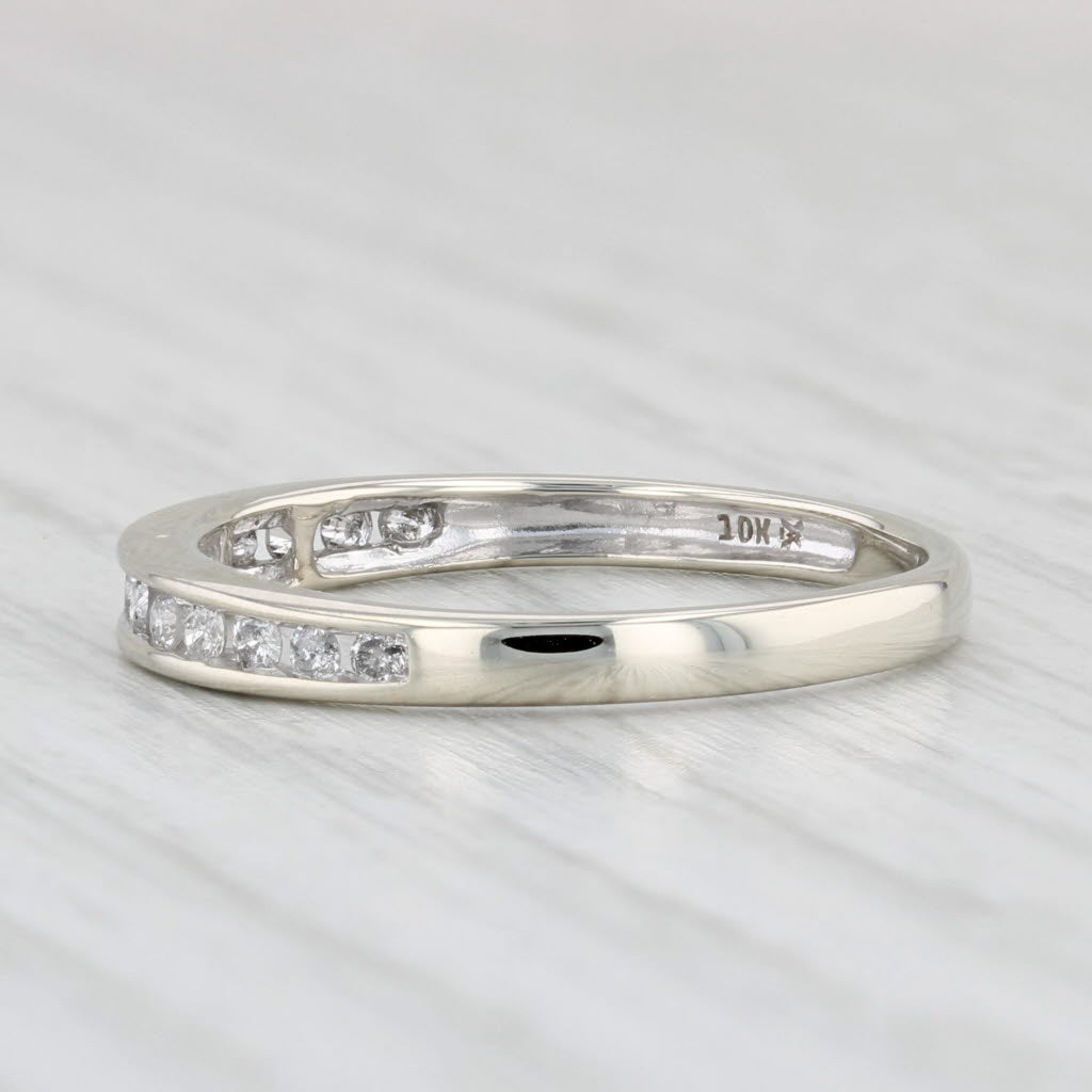 Light Gray 0.22ctw Diamond Wedding Band 10k White Gold Size 7.25 Stackable Ring