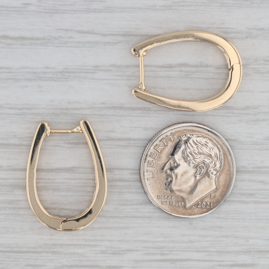 Gray 0.50ctw Diamond Journey Oval Hoop Earrings 14k Yellow Gold Snap Top Hoops
