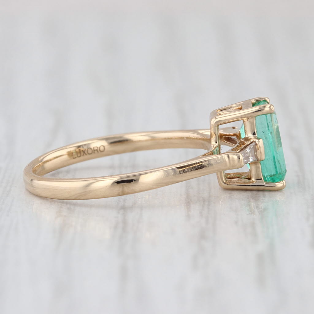 1ct Emerald Diamond Ring 14k Yellow Gold Size 7 Cathedral Band