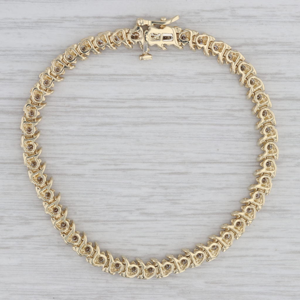 Gray 2.25ctw Diamond Tennis Bracelet 14k Yellow Gold 7" 5.2mm