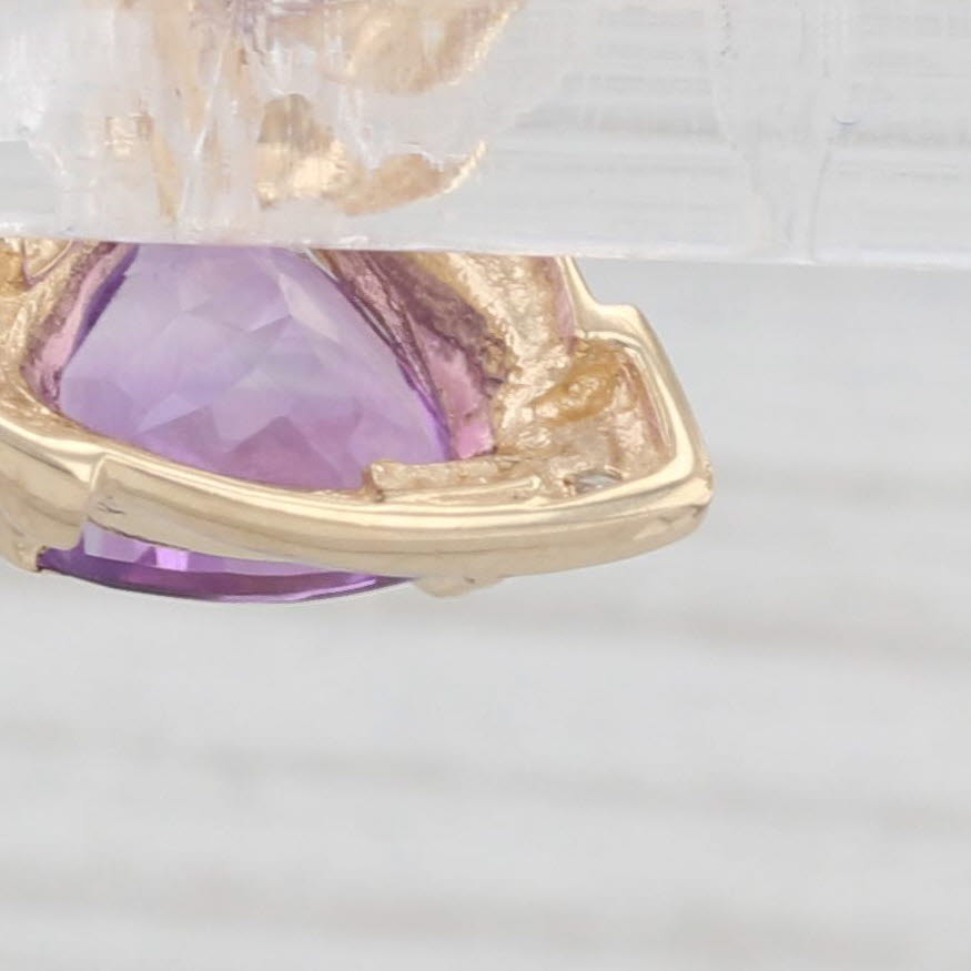 Light Gray 2ctw Trillion Amethyst Diamond Halo Earrings 10k Yellow Gold