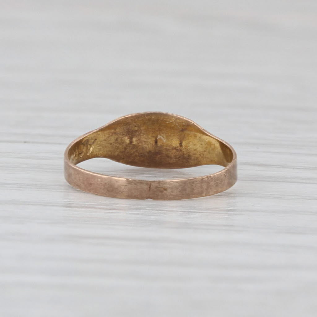 Antique Simulated Turquoise Glass Baby Ring Small Size 8k Yellow Gold