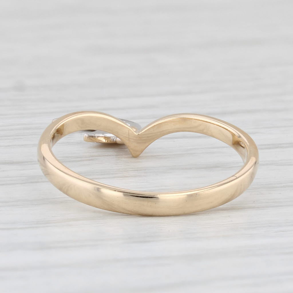 Light Gray Diamond Accented Crescent Moon Charm Ring 14k Yellow White Gold Size 6.5