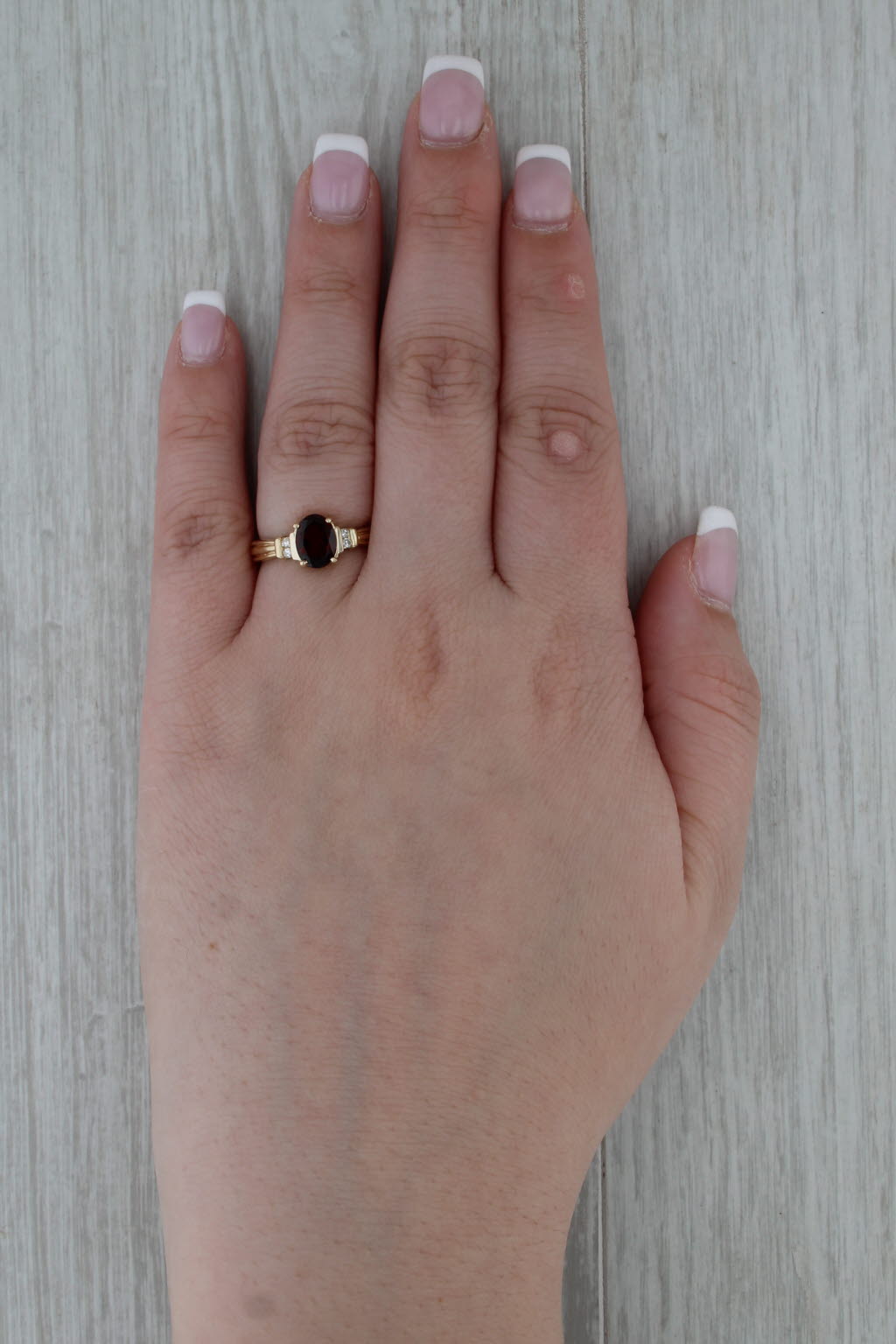 1.34ctw Oval Garnet Diamond Ring 14k Yellow Gold Size 6.75