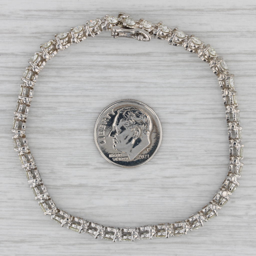 Gray 3.50ctw Diamond Tennis Bracelet 14k White Gold 6.75" 4.2mm
