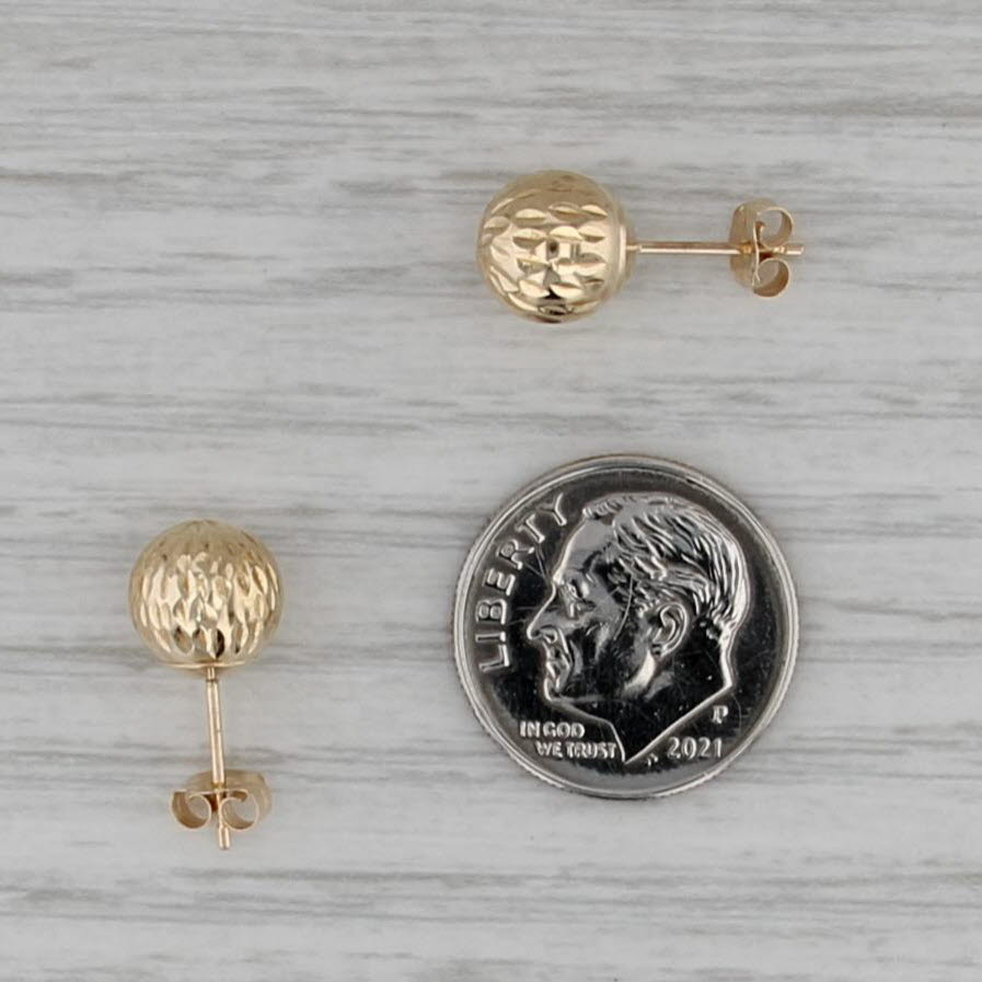Small Textured Bead Stud Earrings 14k Yellow Gold 7.8mm Studs