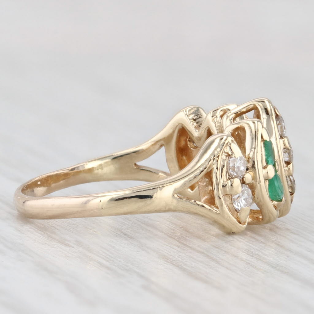 Light Gray 0.42ctw Emerald Diamond Ring 14k Yellow Gold Size 5.5 Tiered Marquise