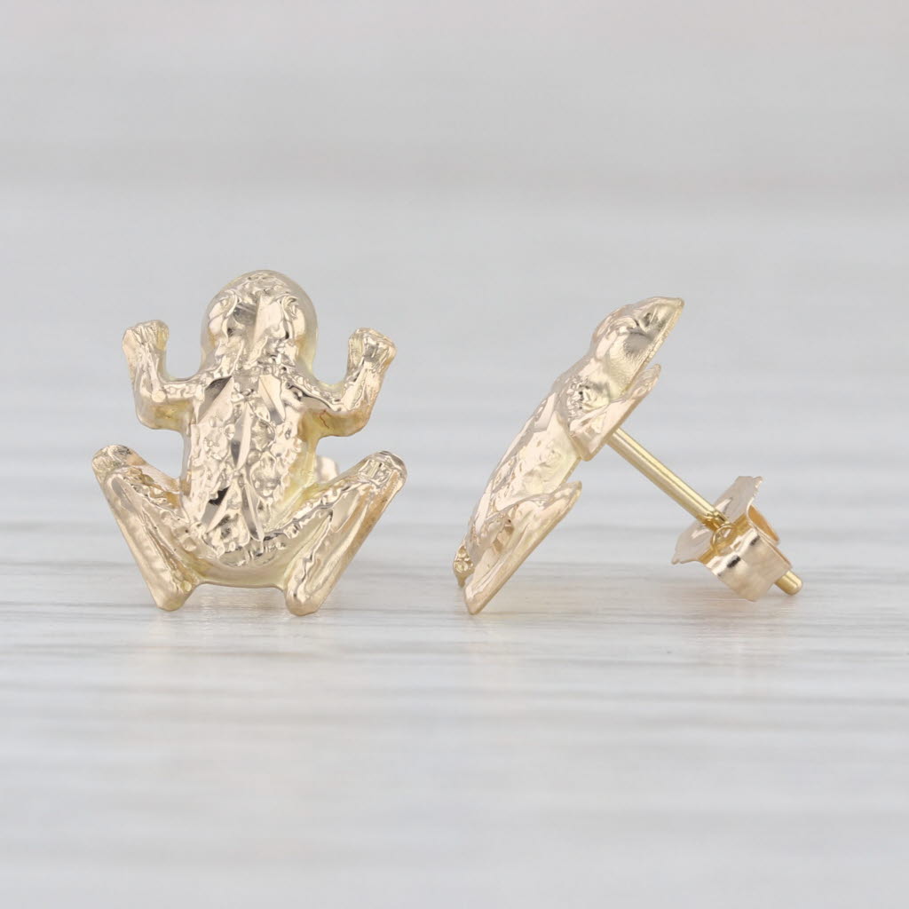 Frog Stud Earrings 14k Yellow Gold Studs