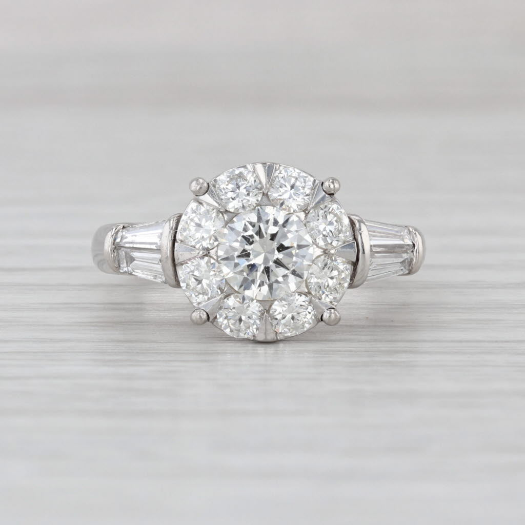 1.84ctw VS2 Round Diamond Halo Engagement Ring 950 Platinum Size 6.25-6.5