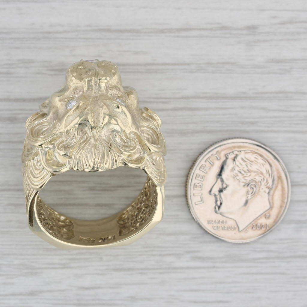 Gray 0.29ctw Diamond Roaring Lion Ring 14k Yellow Gold Size 10