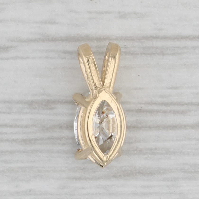 Gray 0.69ct Marquise Diamond Solitaire Pendant 14k Yellow Gold Small Drop