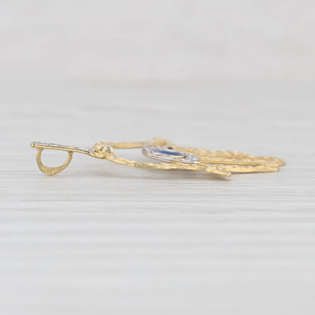 Light Gray Hamsa Hand Pendant 18k White Yellow Gold Glass All Seeing Eye Tallisman