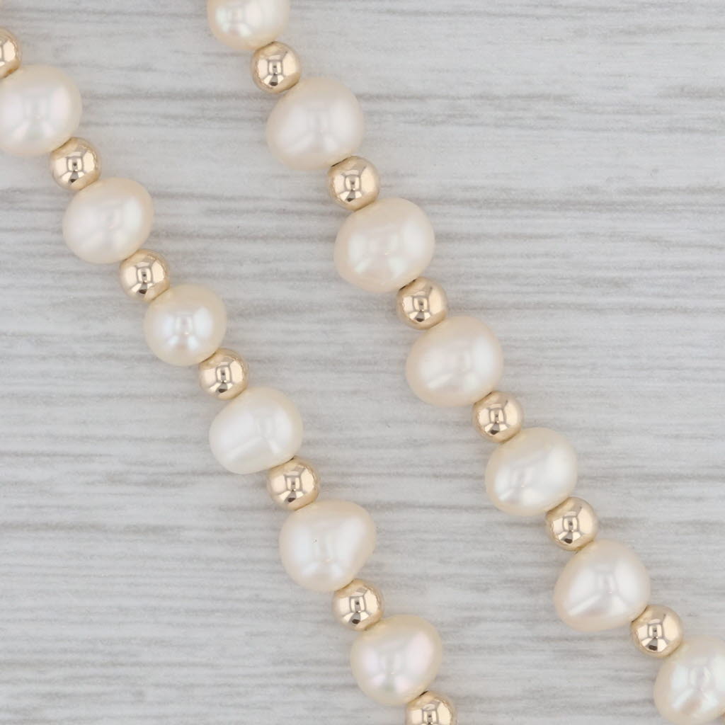 Gray Cultured Freshwater Pearl Bead Strand Necklace 14k Yellow Gold 18.25"