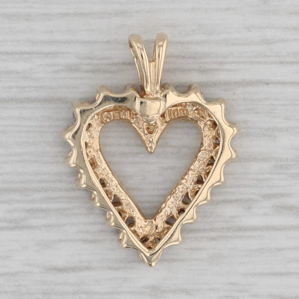 Gray 0.45ctw Diamond Open Heart Pendant 10k Yellow Gold