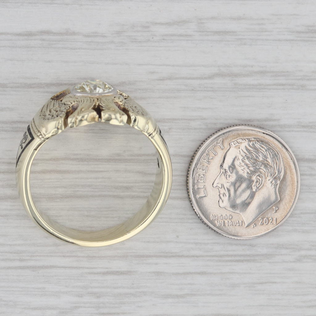 Gray 1ct Diamond Masonic Scottish Rite Ring 14k Gold Eagle Yod 32nd 14th Degree